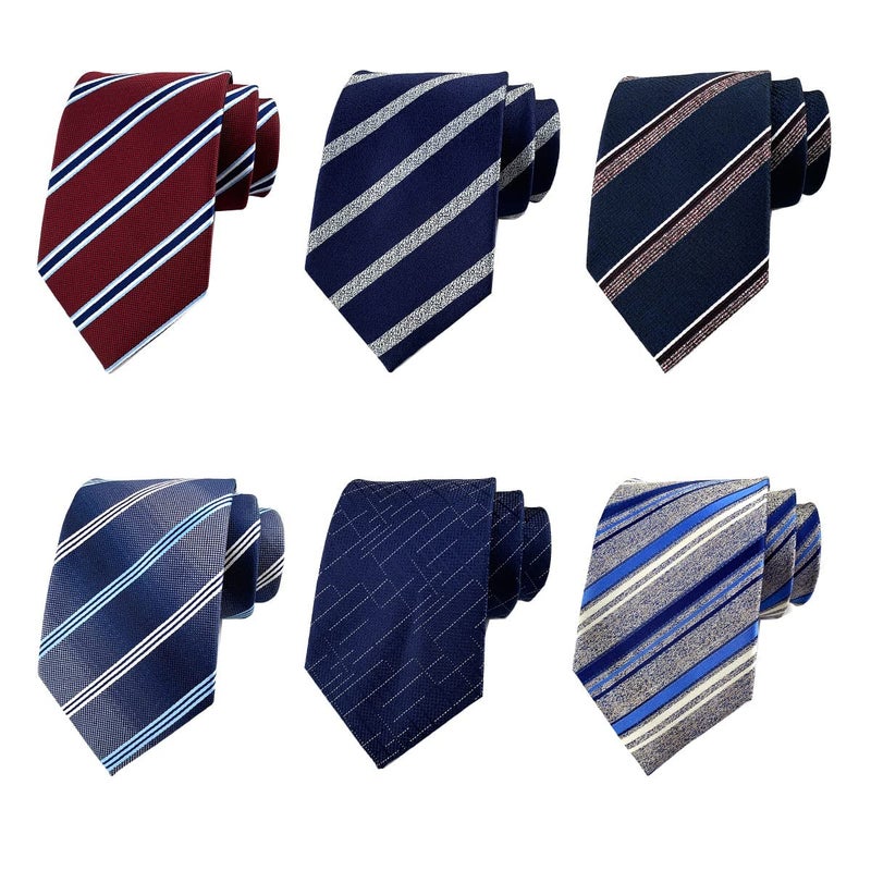 Adulove Men's Necktie Classic Silk Tie Woven Jacquard Neck Ties 6 PCS - Image 2